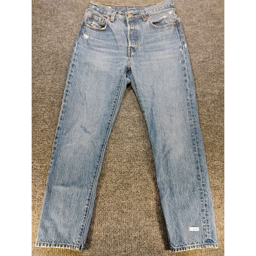 Levi's 501 Original Jeans Womens 25x28 Light Wash Distressed Straight Leg Denim